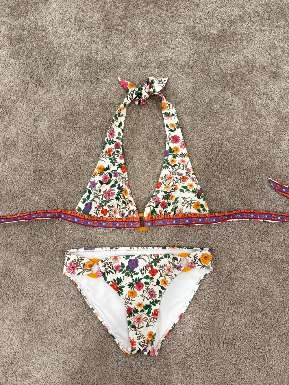 NWOT Shoshanna White Floral Halter Bikini SET